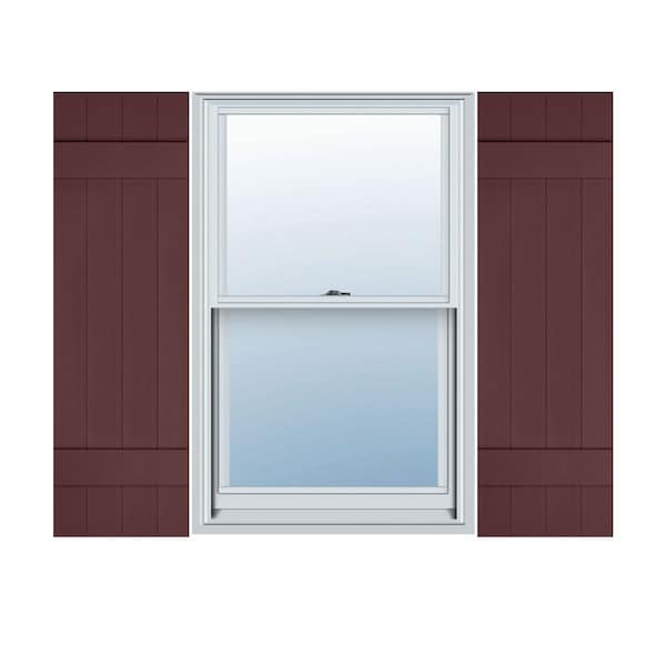 Ekena Millwork 14-in. W x 39-in. H Mid-America Vinyl, Standard Size Four Board Joined Shutters, 167 - Bordeaux, PR 00031439167 - main